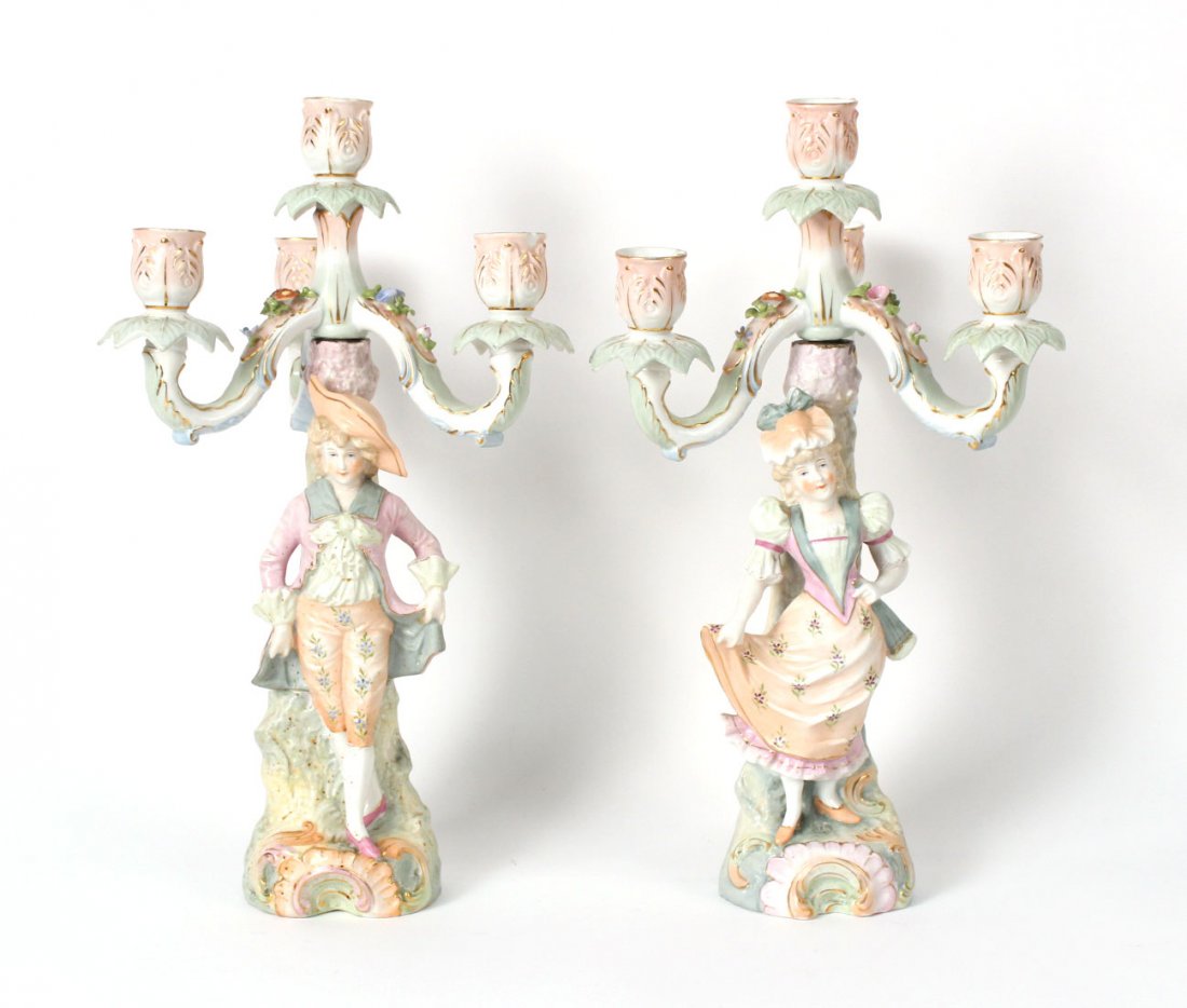 Pair of German Porcelain Figural Candelabra (1 of 10)