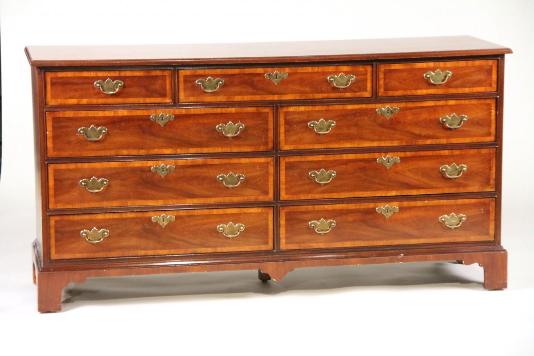 George III Style Mahogany Low Chest of Drawers (1 of 10)