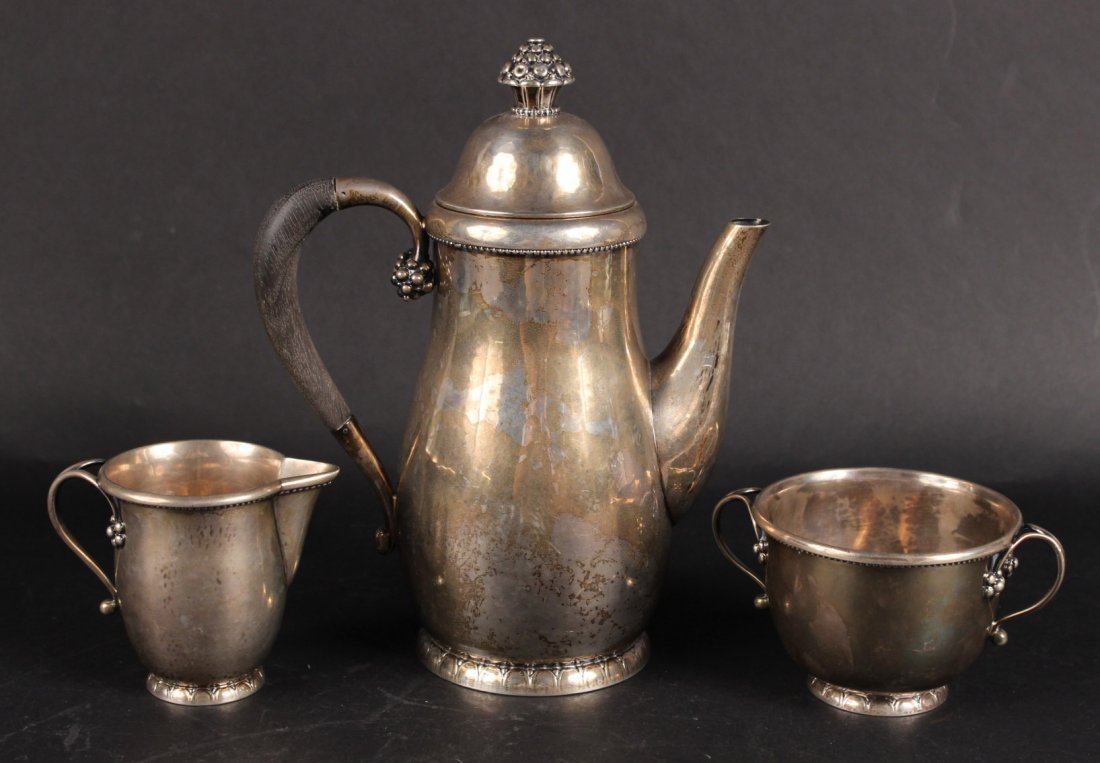 Georg Jensen Sterling Silver 3 Piece Coffee Set (1 of 10)