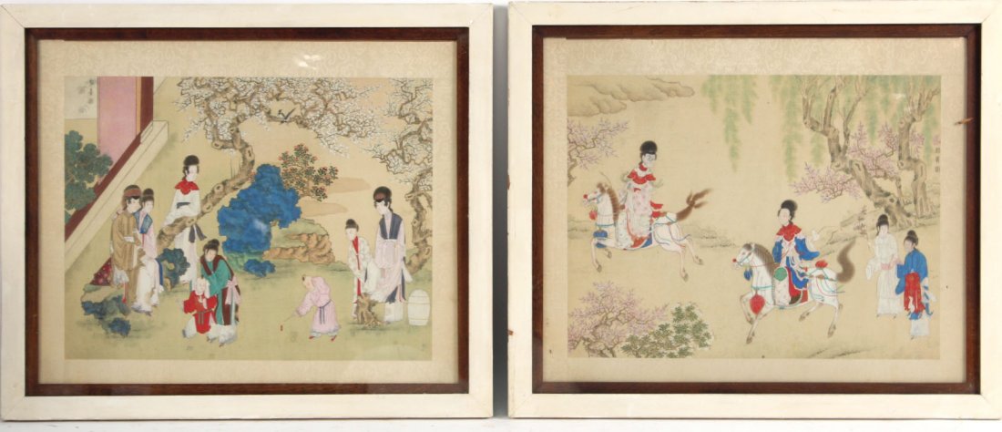 Two Chinese Watercolors on Silk, 20th C (1 of 8)