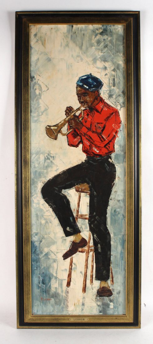 Oil on Canvas "Trumpet Player" Robert Lebron (1 of 9)