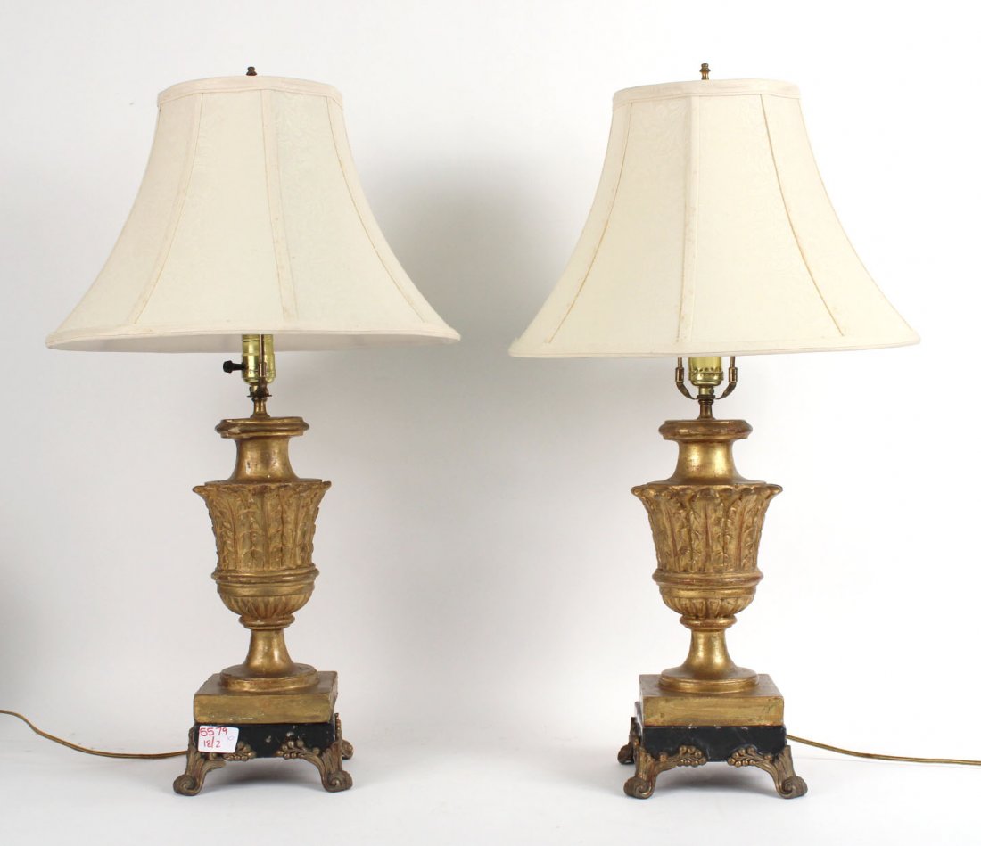 Pair of Neoclassical Style Giltwood Lamps (1 of 5)