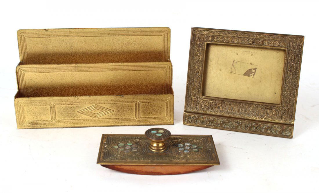 Three Tiffany Studio Bronze Desk Articles (1 of 10)