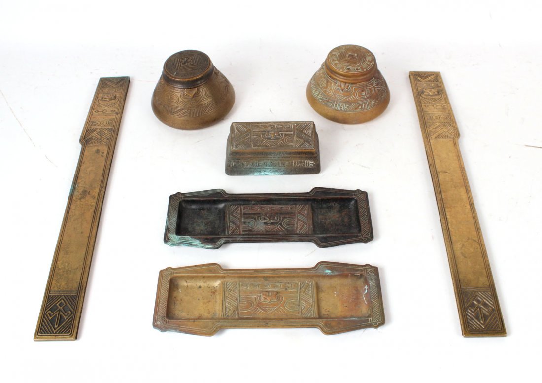 Tiffany Studios Bronze Seven Piece Desk Set (1 of 10)