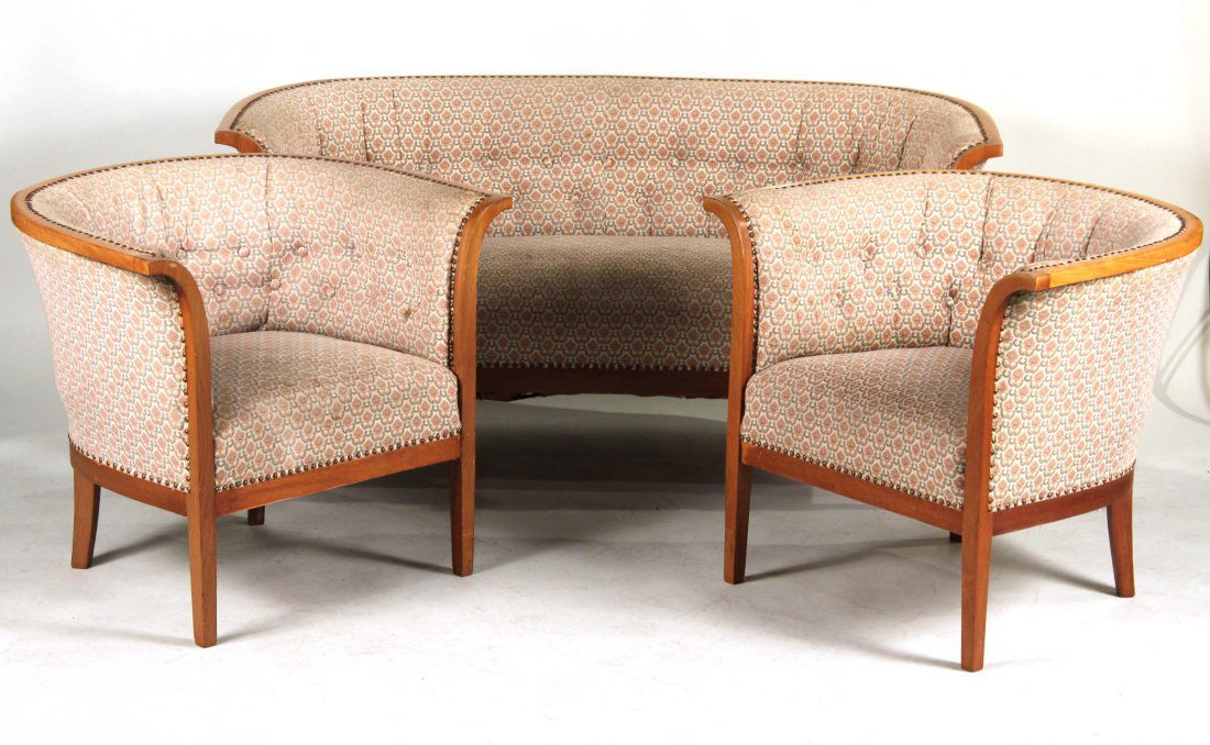 Suite of Art Deco Walnut Seating Furniture (1 of 9)