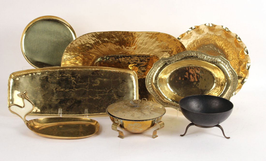 Group of Eight Brass Bowls and Trays, German (1 of 9)