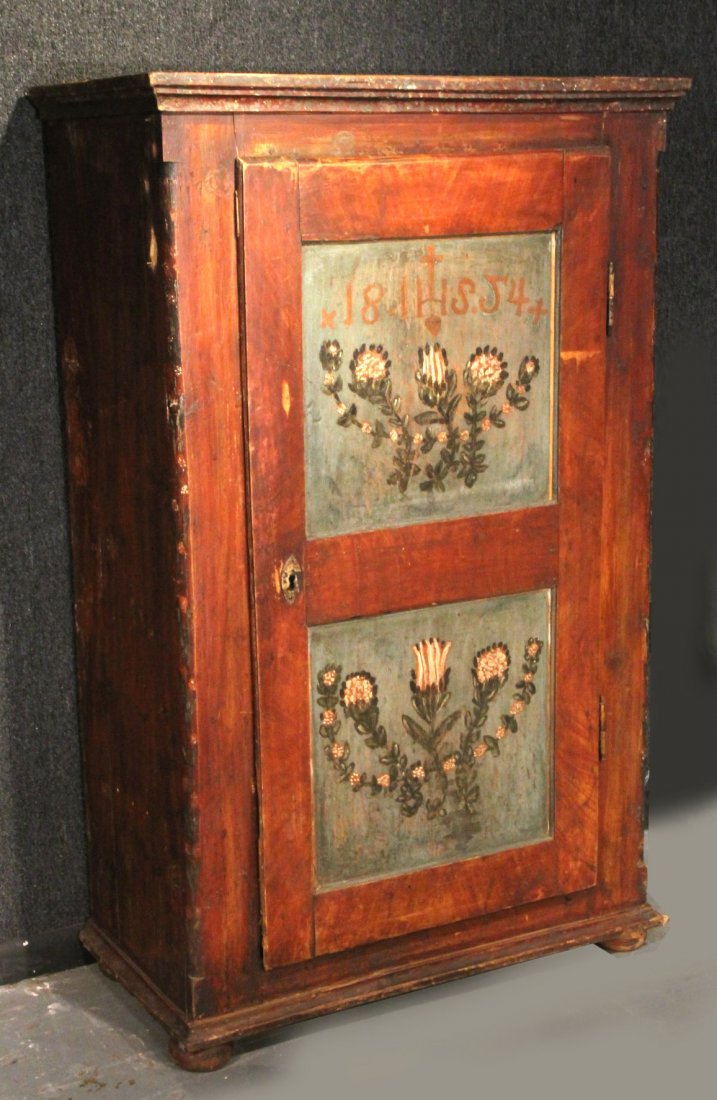 Paint-Decorated Pine Cabinet, Continental (1 of 9)