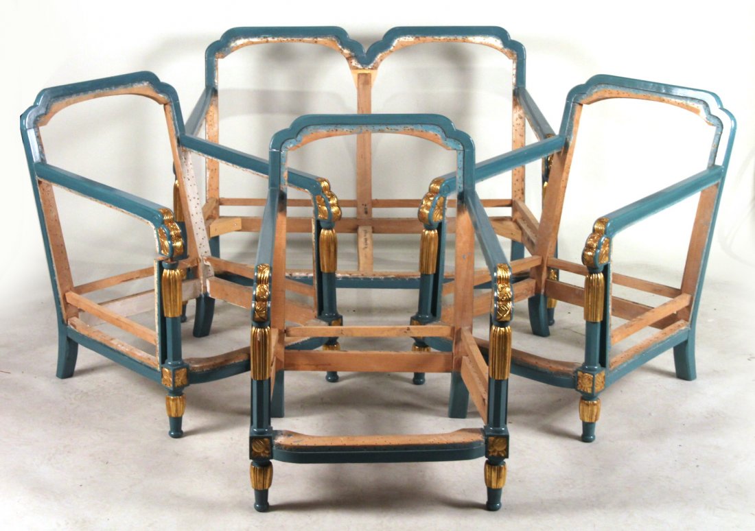 Suite of Blue-and-Gold Seating Furniture (1 of 9)