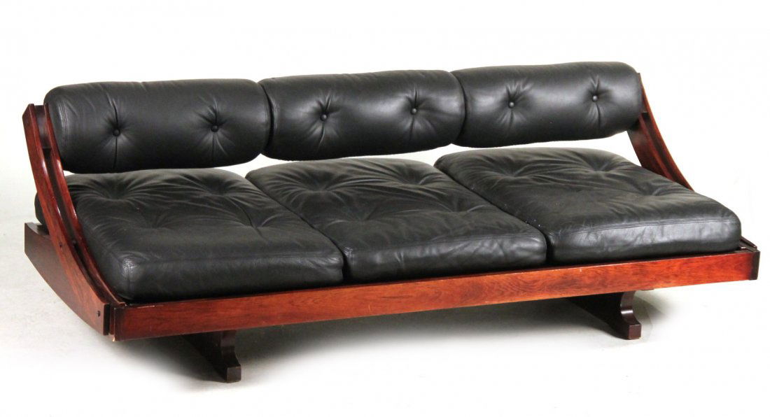 Modern Black-Leather and Mahogany Daybed (1 of 8)