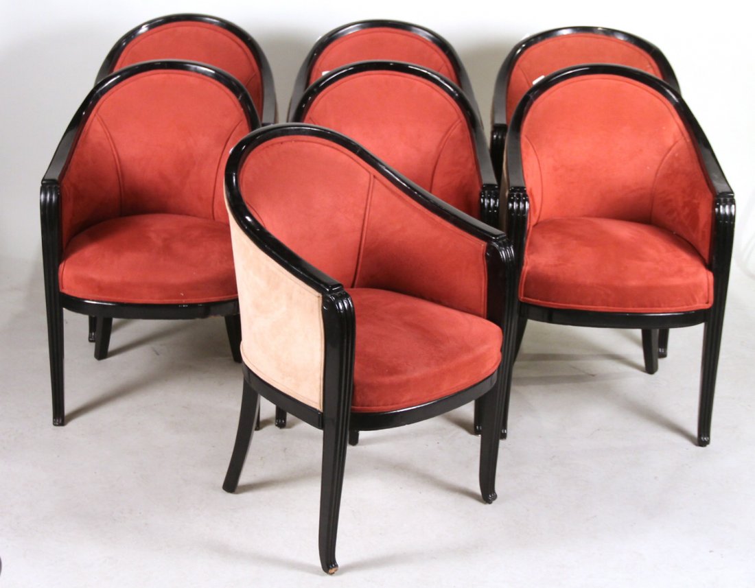 Seven Art Deco Black-Lacquer Armchairs (1 of 6)