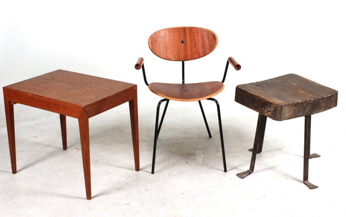 Pine and Wrought-Iron Side Table (1 of 10)