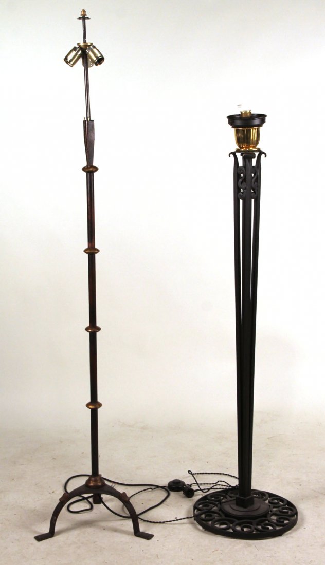 Black-Painted Metal and Brass Floor Lamp (1 of 8)