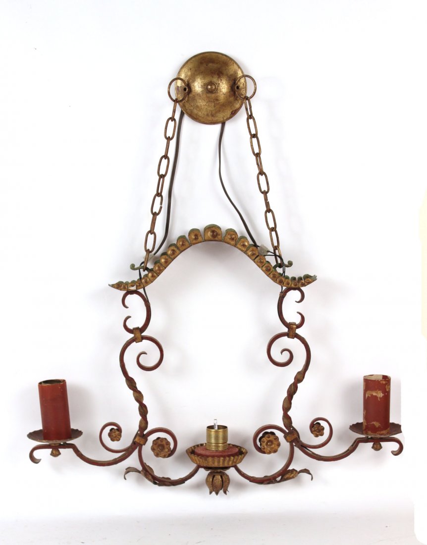 Painted Wrought Iron Two Arm Chandelier (1 of 7)