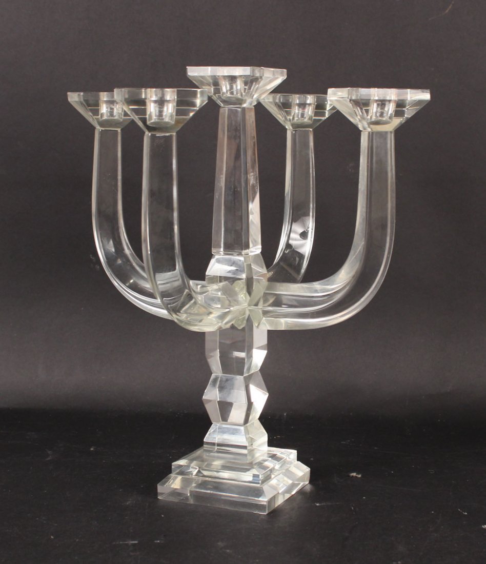 Art Deco Colorless Glass Four Arm Candelabra (1 of 5)