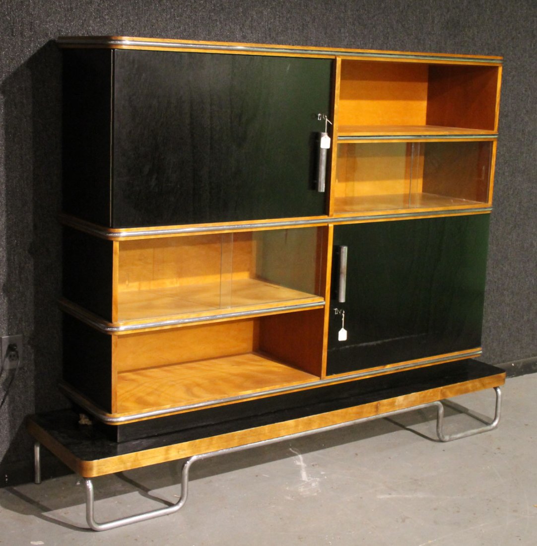 Art Deco Part-Ebonzed and Walnut Wall Cabinet (1 of 7)