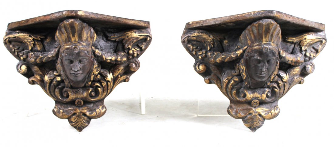 Pair of Painted Plaster Wall Shelves (1 of 7)