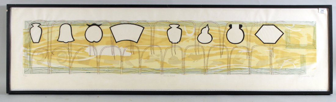 Aquatint Etching, "China Wall" Charles Garabedian: (American, b. 1923) Signed in pencil l.r., dated '88, numbered 8/38. RDA#24219. No Bin-Wall. Sight size: 18"h x 5'9"w