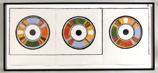 Watercolor, "Home Savings Study," David Novros: (American, b. 1941), appears to be unsigned. RDA#60493. No Bin-Wall. Paper size: 25"h x 5'1"w