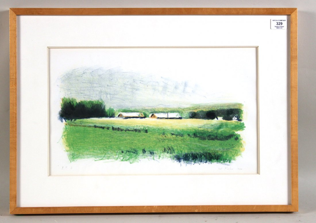Lithograph, "Two Barns in a Landscape," Wolf Kahn (1 of 8)