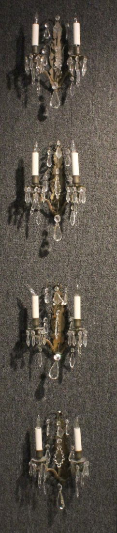 Four Gilt Metal Two Arm Wall Sconces (1 of 6)