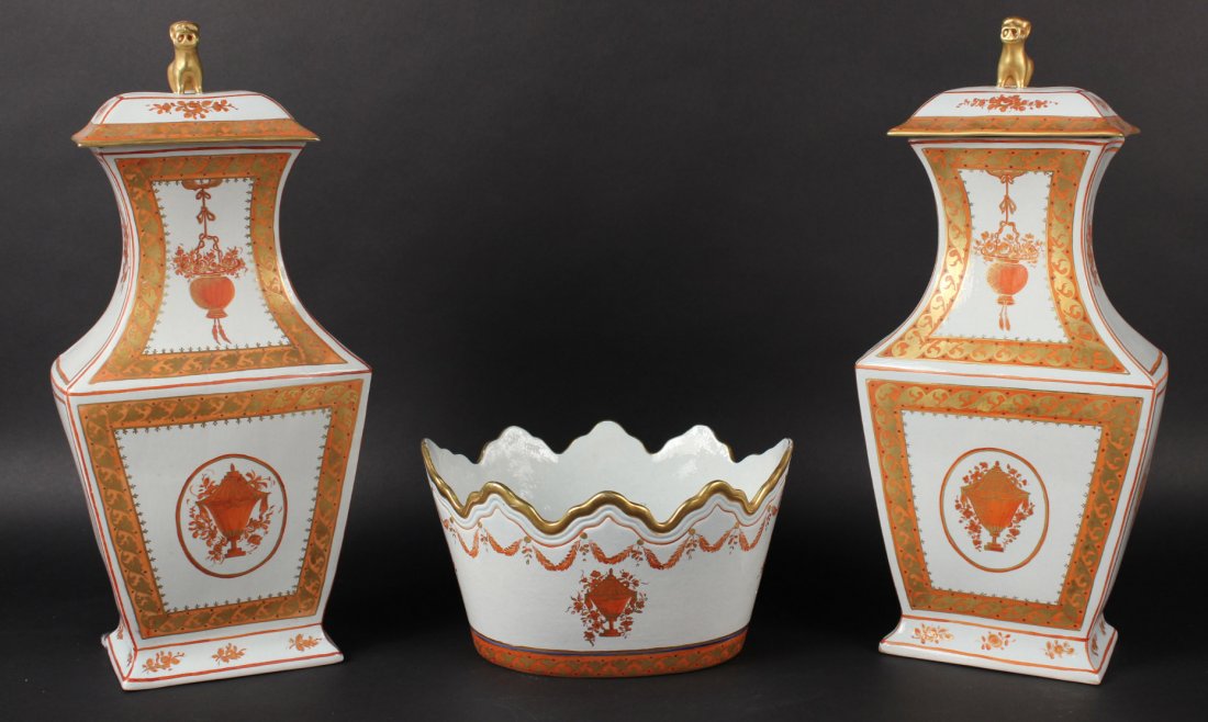 Pair of Mottahedeh Design Porcelain Covered Jars (1 of 9)