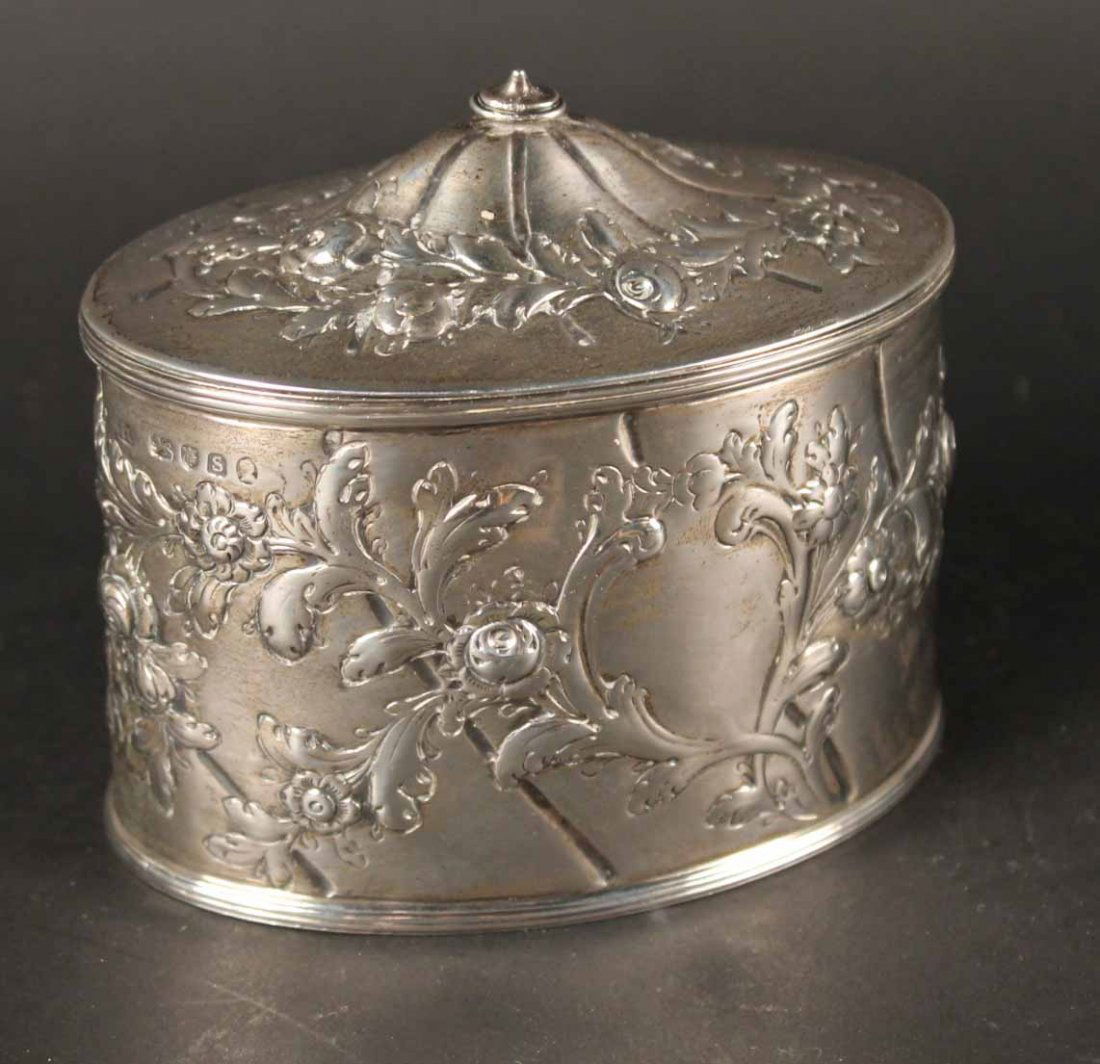 Georgian English Silver Oval Tea Caddy (1 of 7)