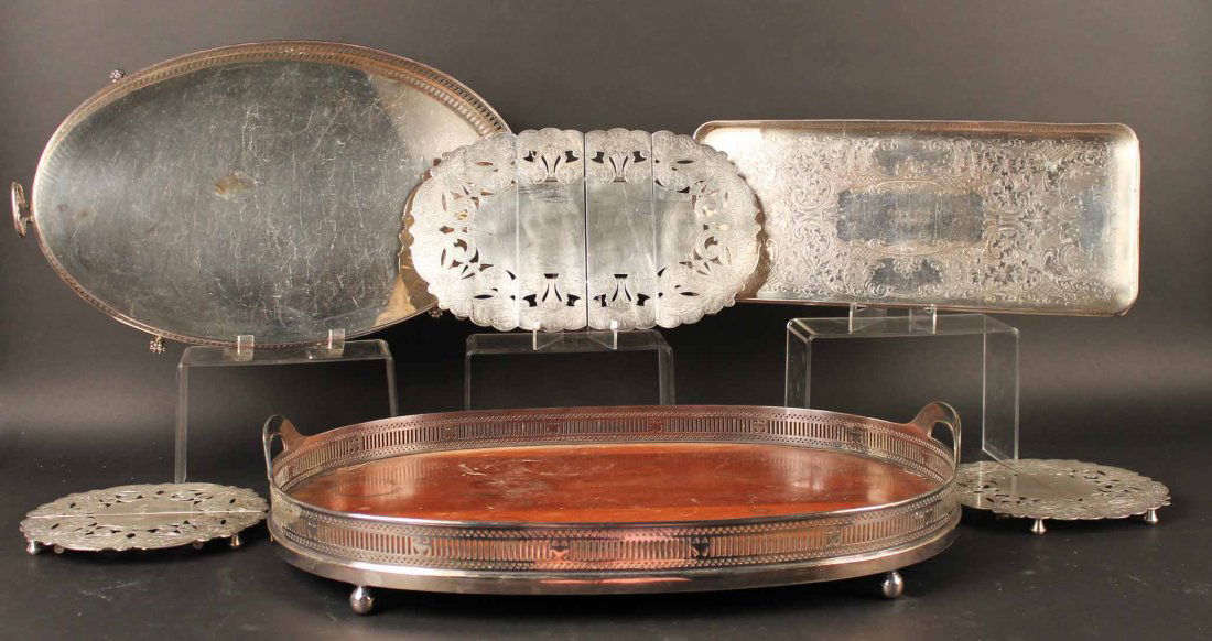 Silver Plated Wood Bottom Gallery Tray (1 of 10)