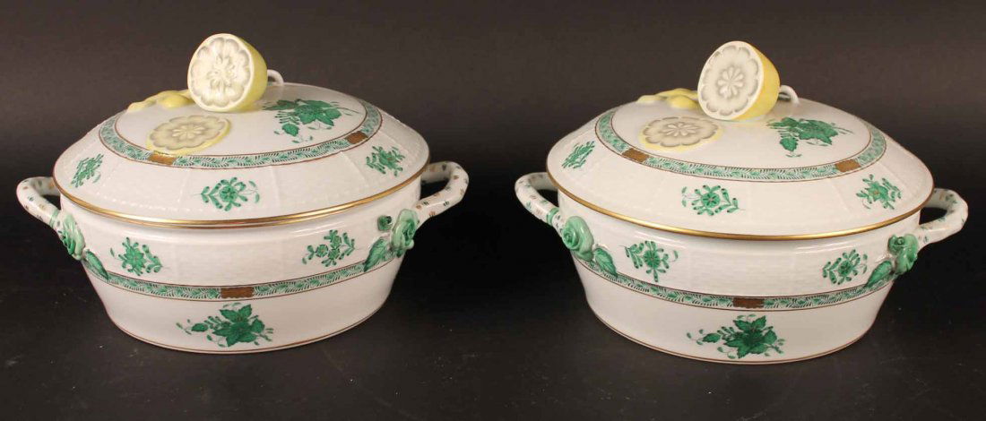 Pair of Herend "Apponyi" Covered Vegetable Bowls (1 of 6)