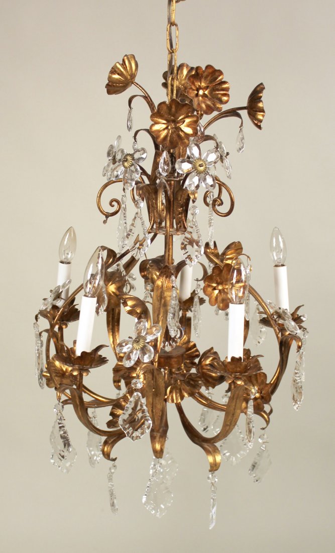 Rococo Style Gilt-Metal and Crystal Chandelier (1 of 6)