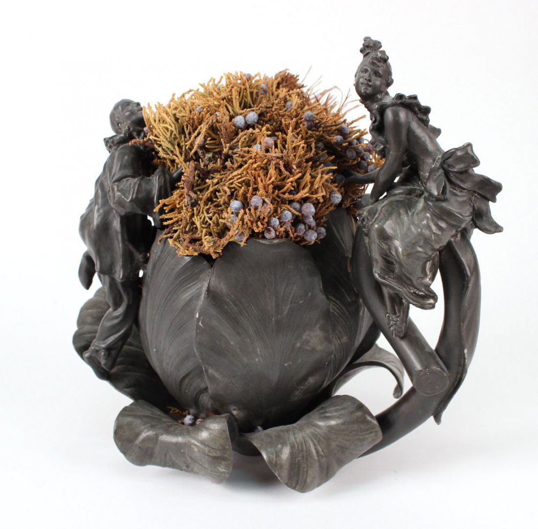 E. Fres White Metal Figural Vase (1 of 7)