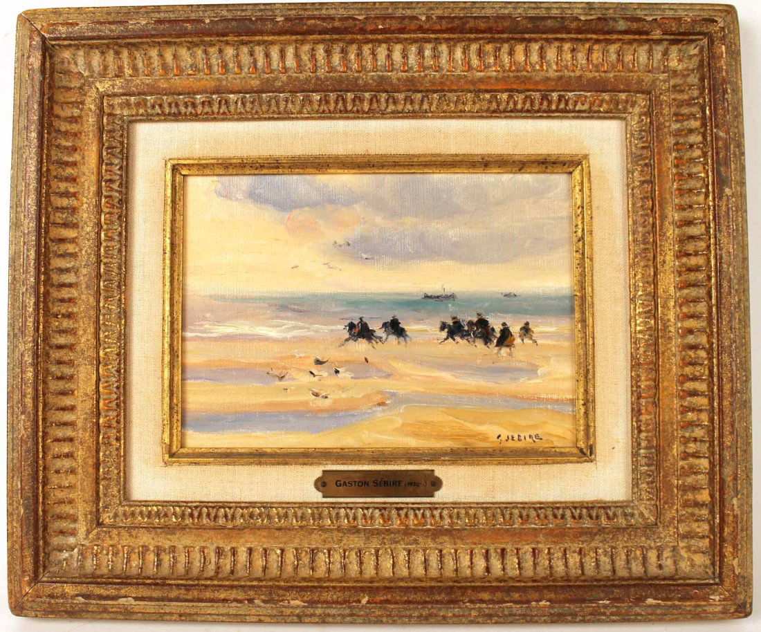Oil on Canvas, "Plage Et Cavaliere" Gaston Sebire (1 of 7)