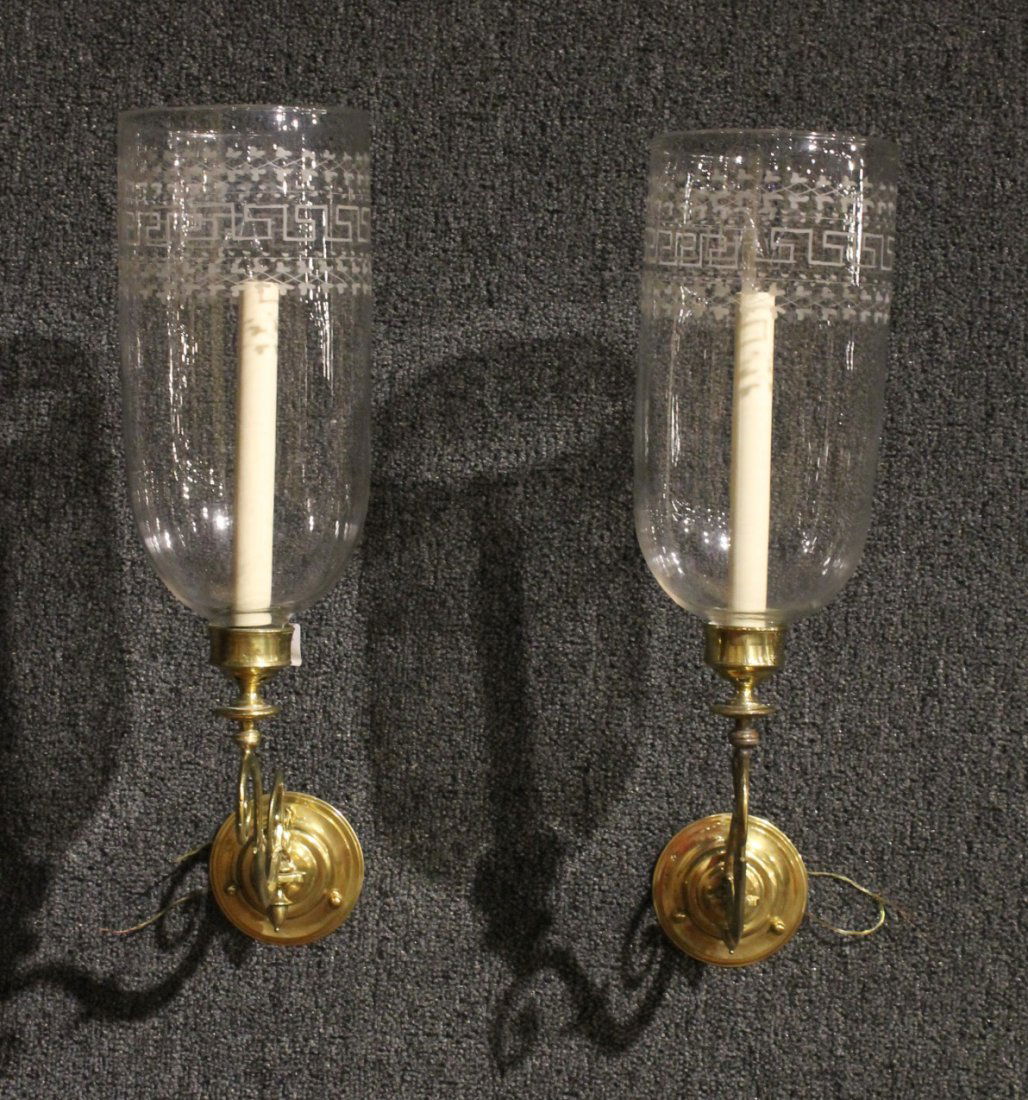 Pair of Brass and Glass Wall Sconces (1 of 8)
