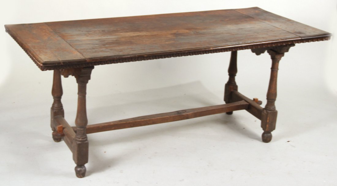 Baroque Style Stained Pine Tavern Table (1 of 9)