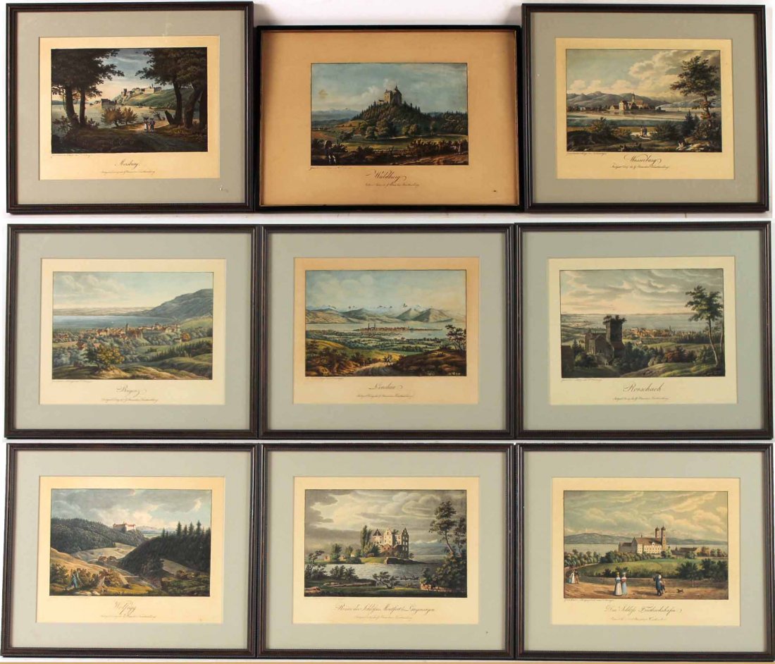 Nine German Hand Colored Engravings (1 of 10)