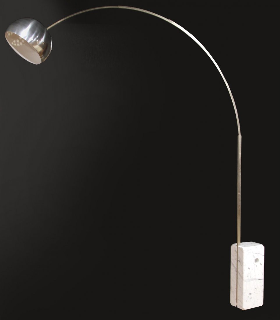 Arco Style Chrome Floor Lamp with Marble Base (1 of 6)