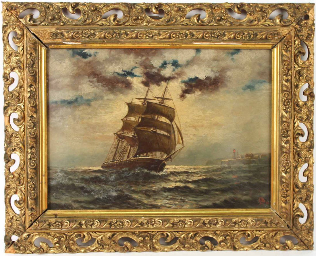 Oil on Board, Clipper Ship at Sea (1 of 7)