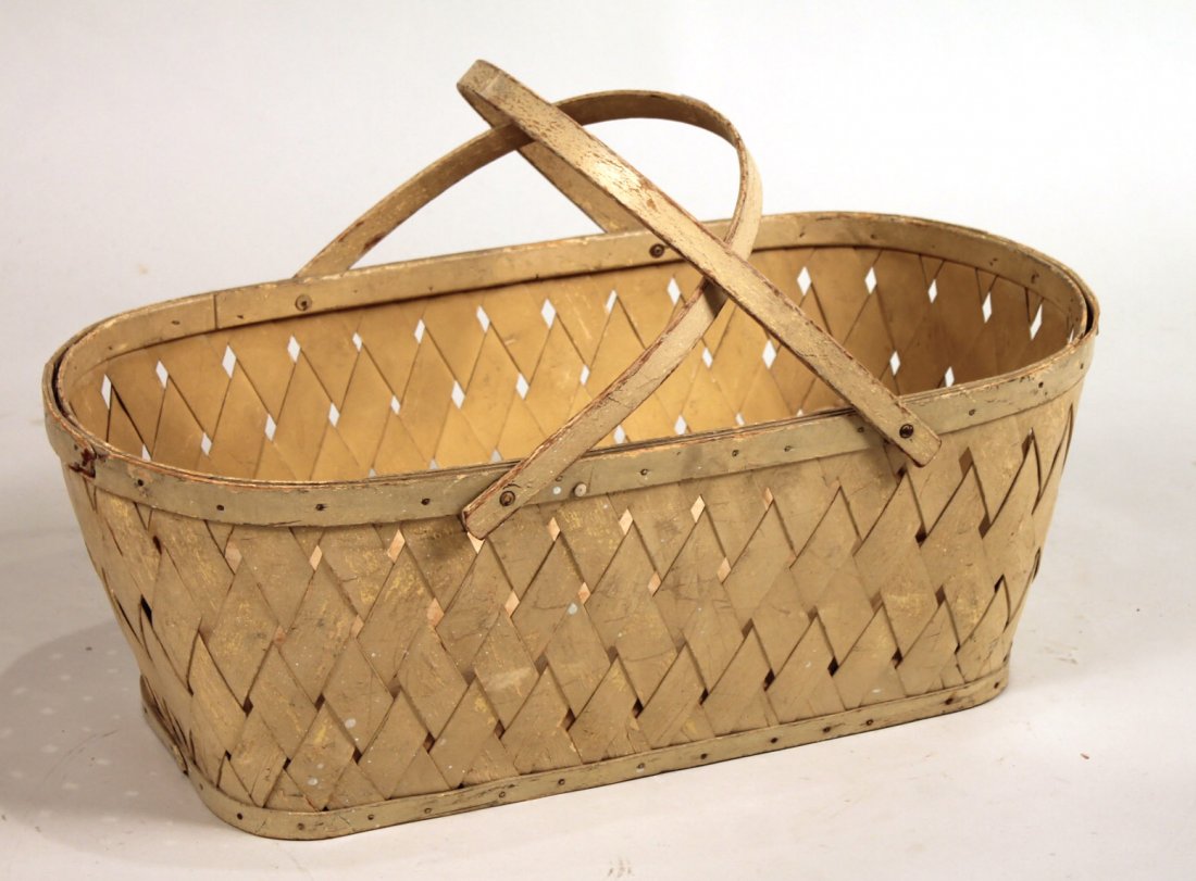 Vintage Baby Basket, circa 1930's: Together with baby mattress. 11"h x 30"l x 16"w