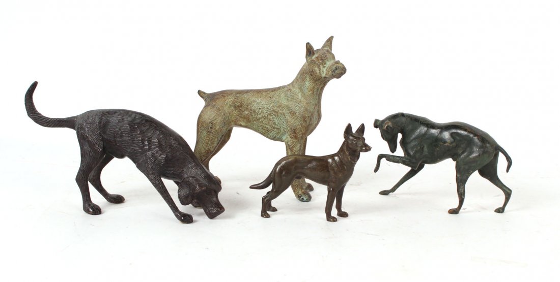 Four Bronze Standing Dog Figures (1 of 8)