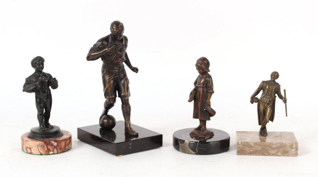 Four Bronze Figures Mounted on Marble Bases (1 of 10)