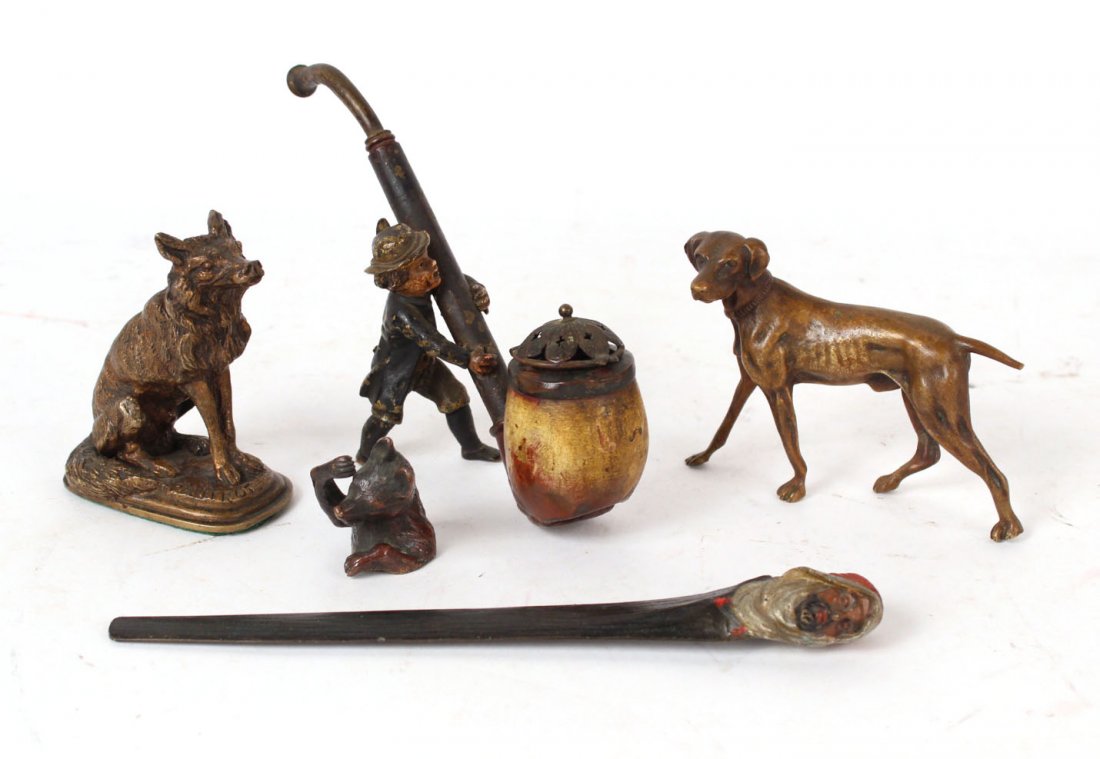 Cold Painted Bronze Pipe Inkwell & Letter Opener (1 of 9)