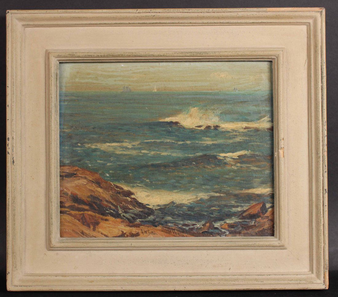 Oil on Board, Seascape, George William Sotter: Signed l.l. G.W. Sotter. (American, 1879-1953) 10"h x 12"w
