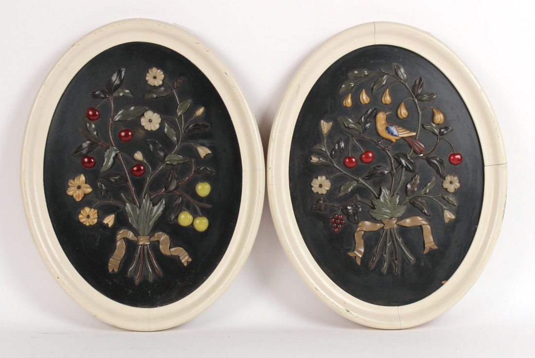 Pair of Oval Hardstone Wall Plaques (1 of 8)