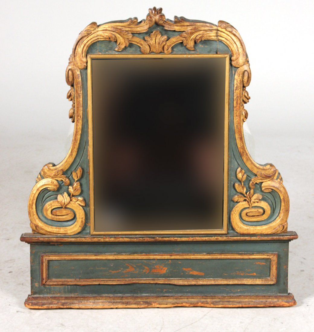 Baroque Style Gilt-and-Green Painted Mirror (1 of 7)