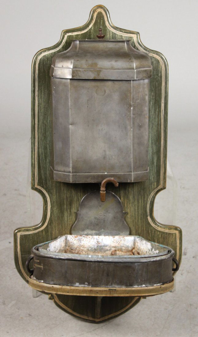 Green-Painted Wood and Pewter Lavabo (1 of 6)