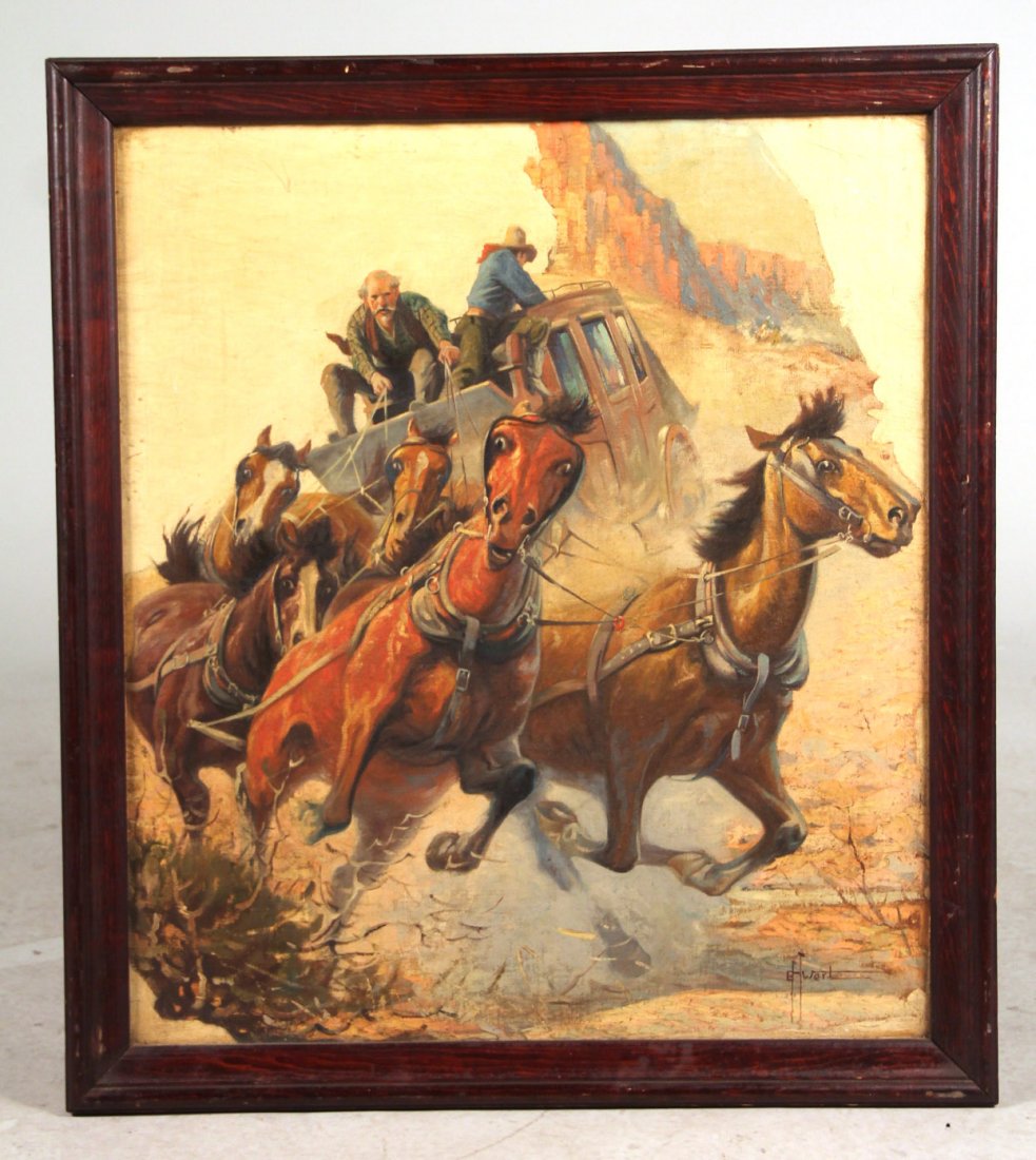 Oil on Canvas, Runaway Stagecoach, George H. Wert (1 of 8)