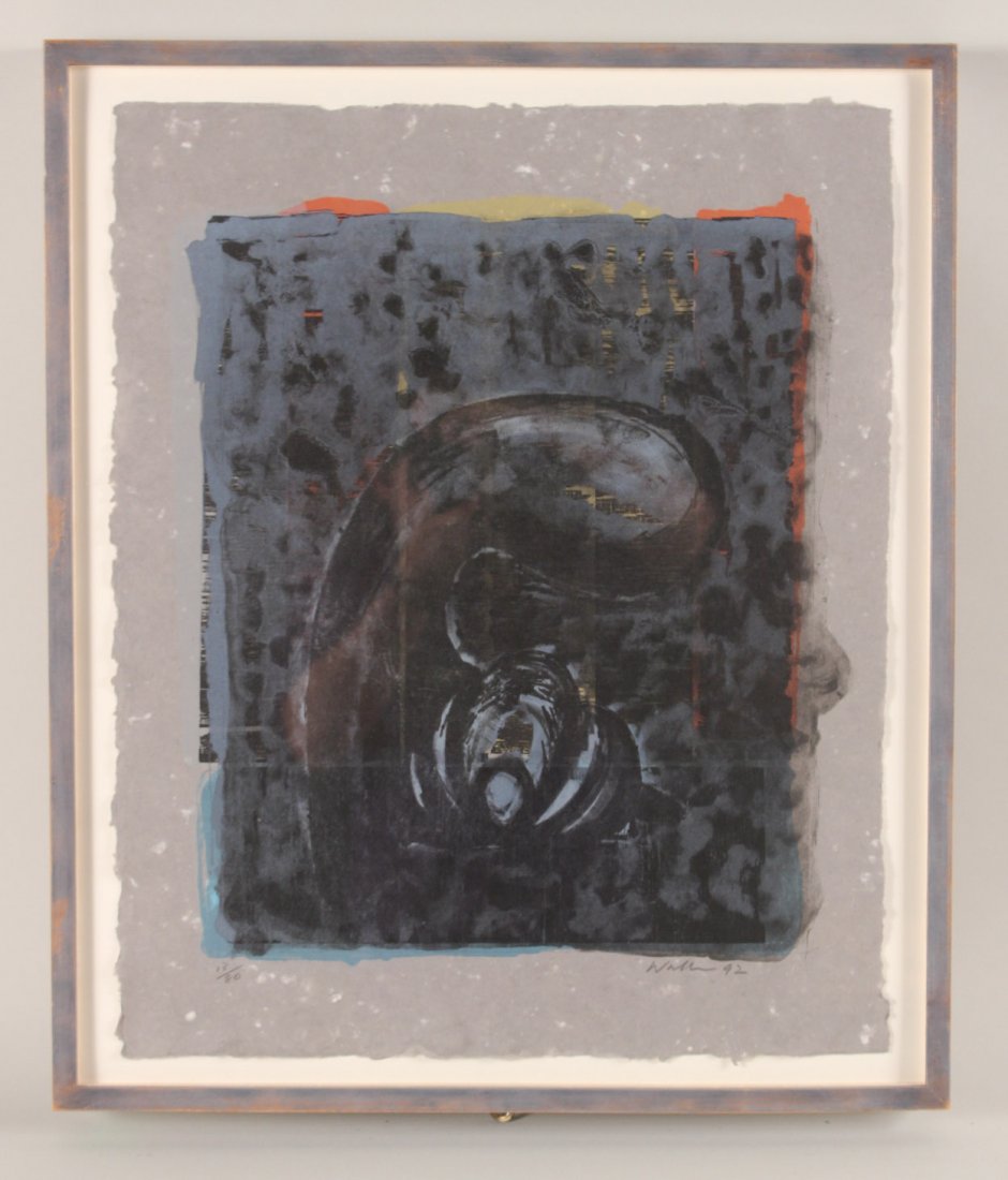 Lithograph, "Sorrow," John Walker: Probably John Walker (American, b. 1939), signed l.r. "Walker 92," numbered l.l. 13/80. RDA#72150. Bin#36. Paper Size: 24"h x 19"w