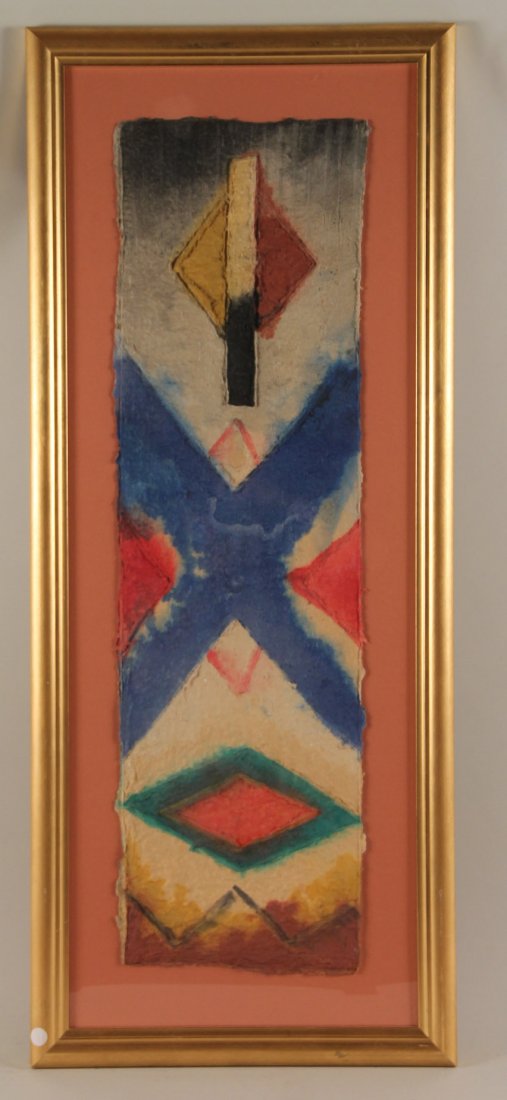 Handmade Paper Collage, Abstract Blue X (1 of 6)