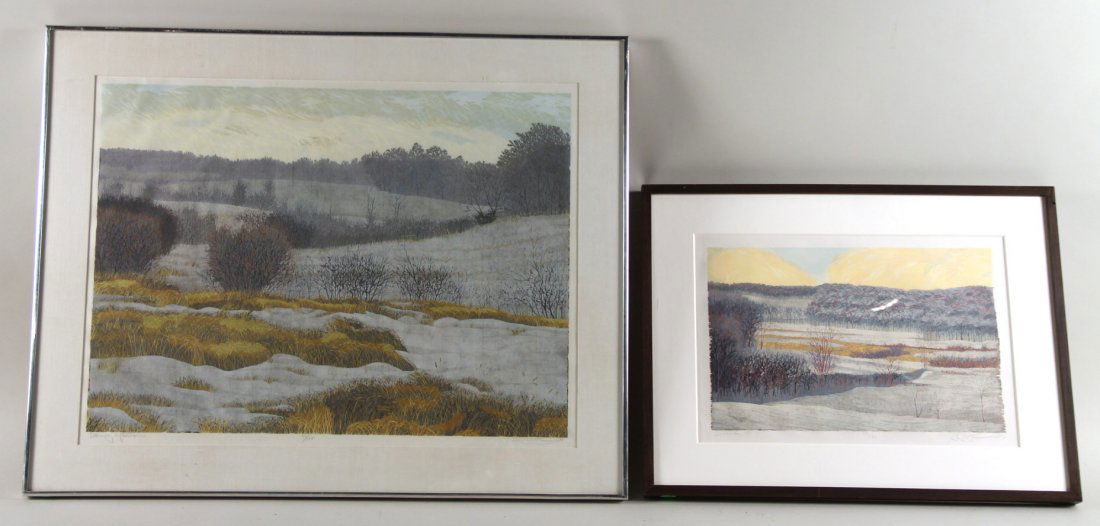 Two Woodblocks, Landscapes, Gordon Mortensen (1 of 10)