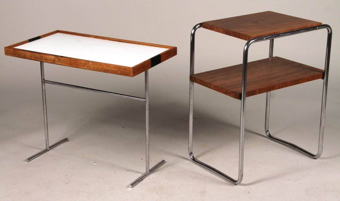 Contemporary Chrome and Teak Etagere (1 of 7)