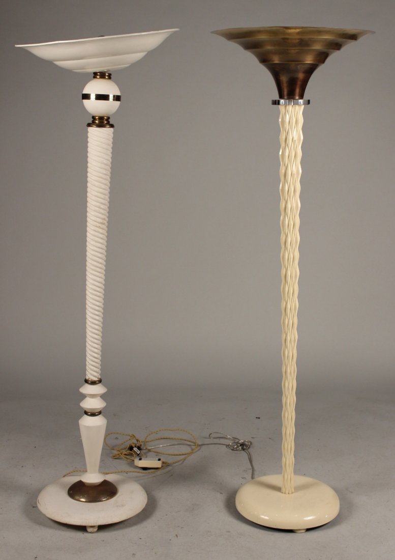 Two White Painted and Brass Floor Lamps (1 of 10)